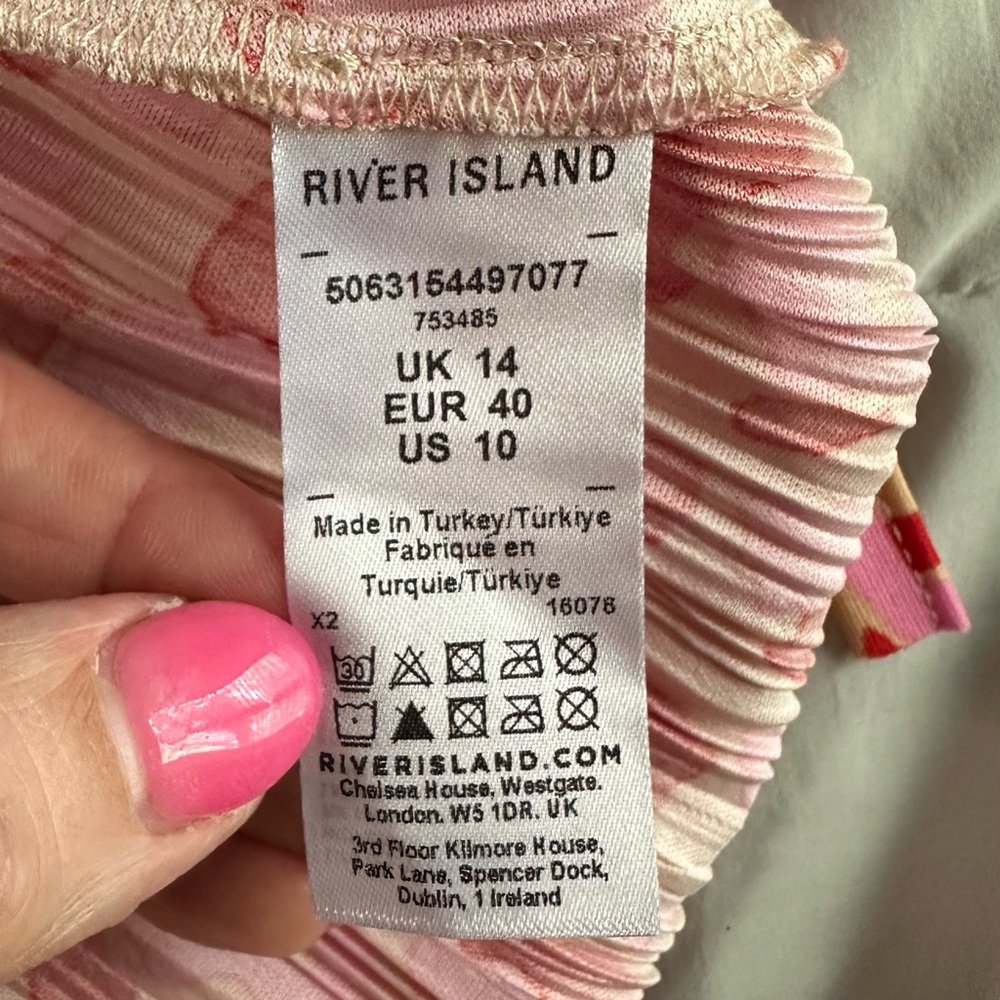 River Island Pink Leopard One Shoulder Plisse Maxi Dress NWT Women’s Size 10 - Picture 9 of 11